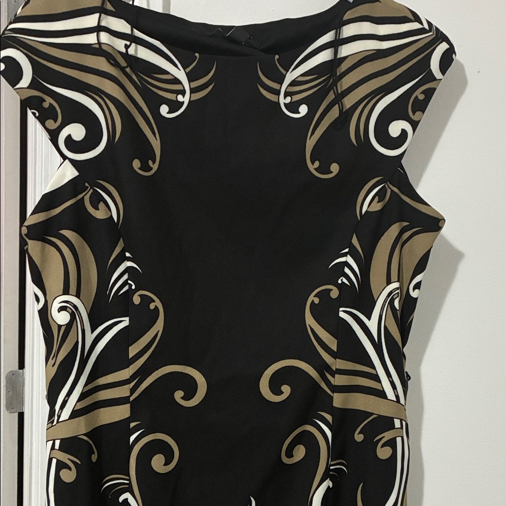 Elegant Black and Tan Swirl Dress